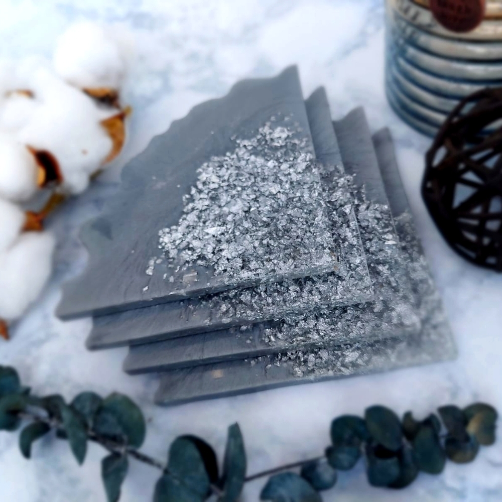 Gray and Silver Resin Coasters